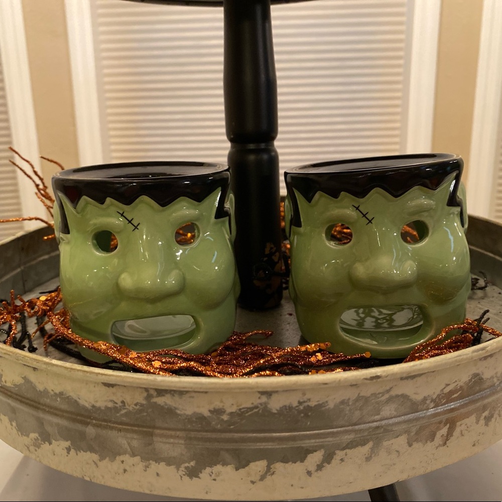 Halloween Frankenstein Votive & Candle Holders, Set Of 2, Frankenstein Decor